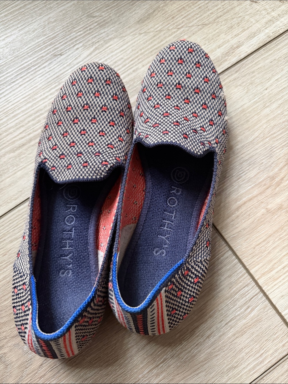 Rothy's Multicolor Slip-On Flats in Navy, Red, Cream